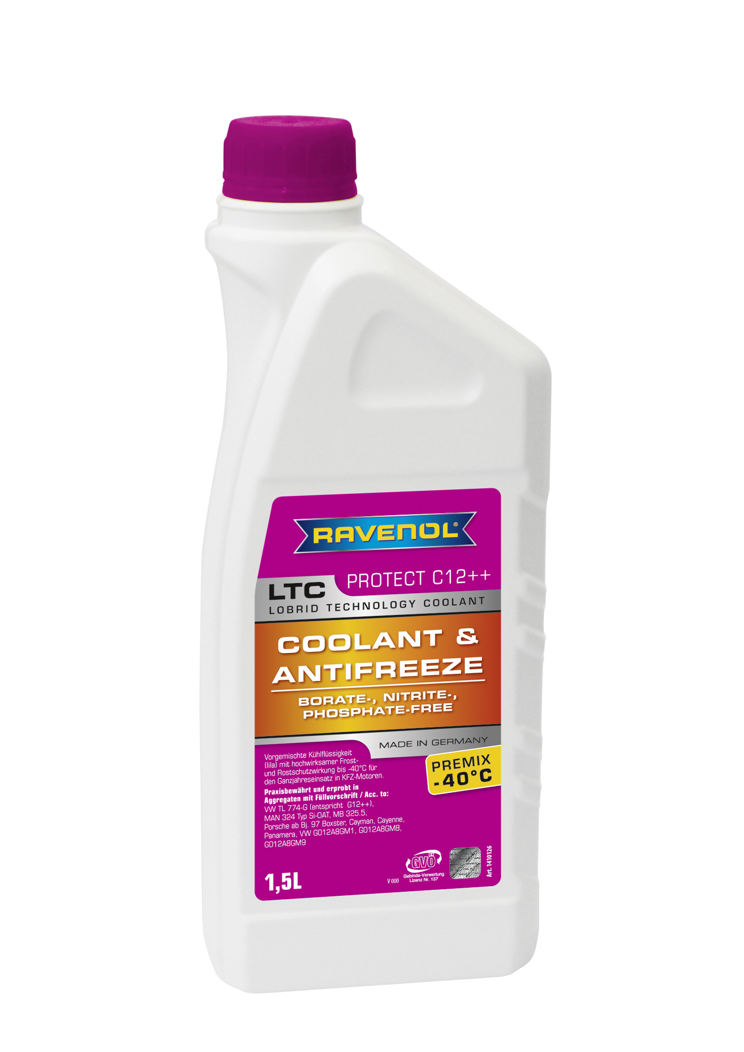 Купить запчасть RAVENOL - 4014835756113 Антифриз готовый к прим. лила LTC Lobrid Technology Coolant Premix -40° C12++( 1,5 л)