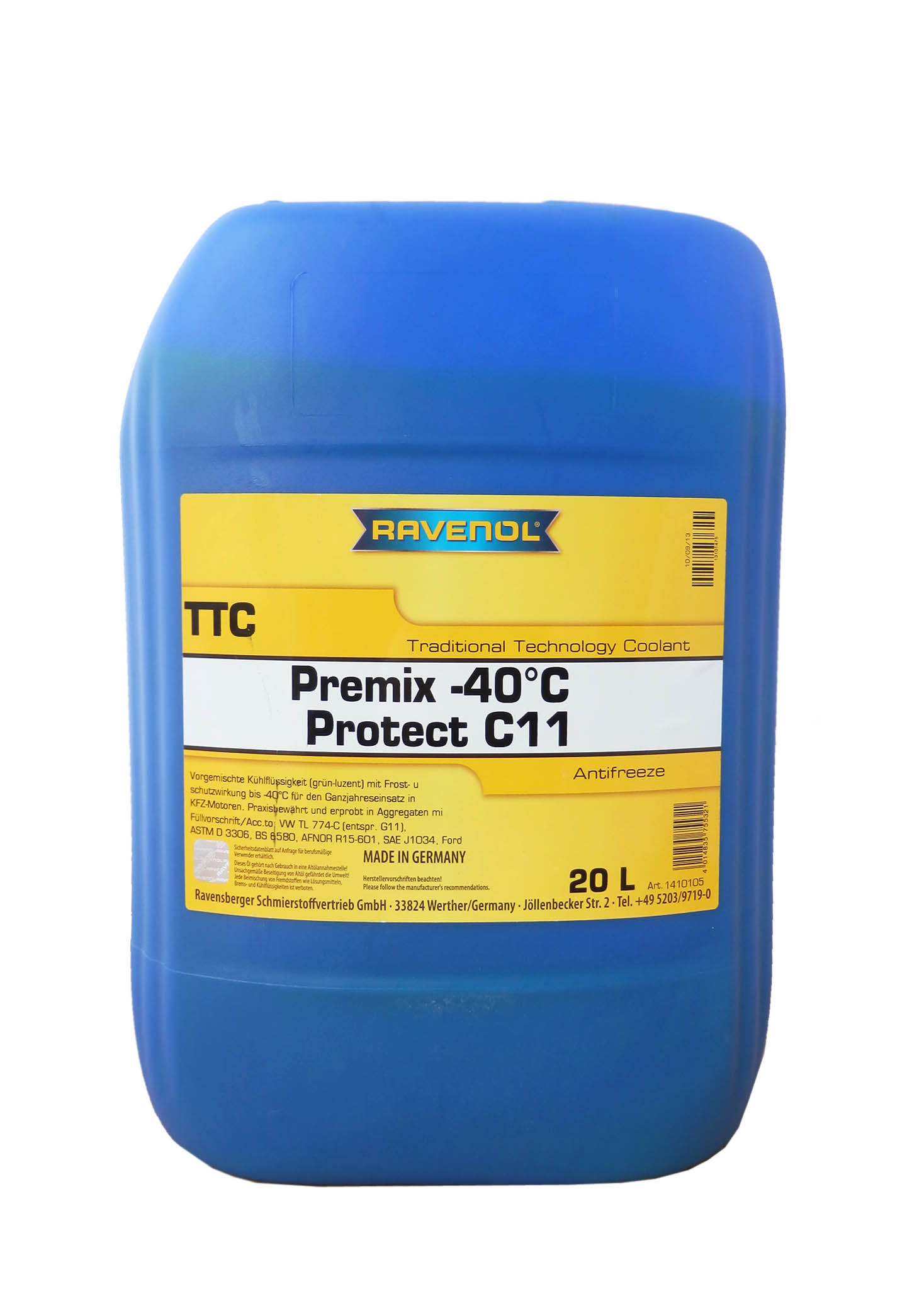 Купить запчасть RAVENOL - 4014835755321 Антифриз готовый к прим. жёлтый TTC Traditional Technology Coolant Premix (20 л)